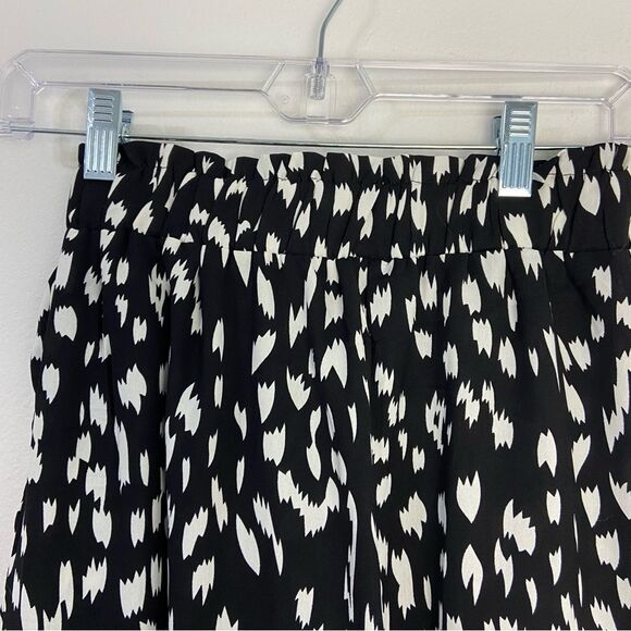 NWT Ecowish Womens‎ S Wide Leg Pull On Pants Black & White Abstract Print Casual - Picture 7 of 15